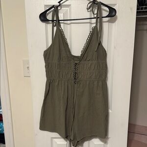 Olive Green Sleeveless Romper